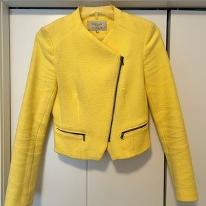 Yellow, tweed moto jacket